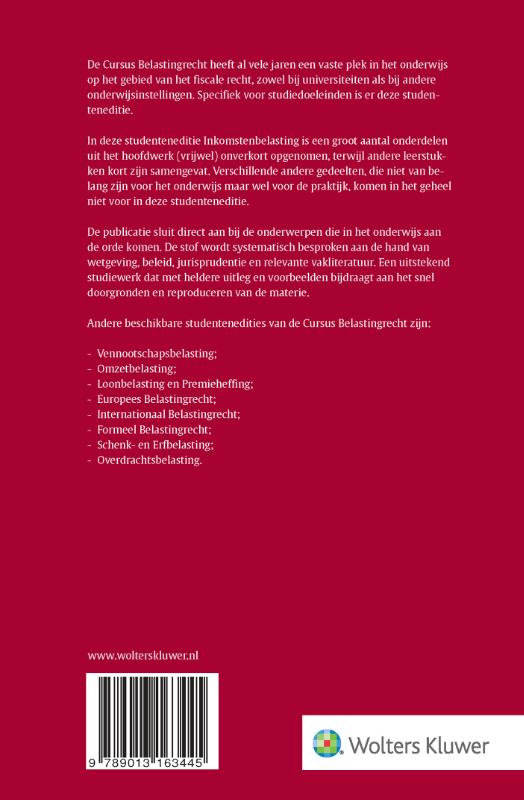 Studenteneditie Cursus Belastingrecht Inkomstenbelasting 2021-2022 achterkant