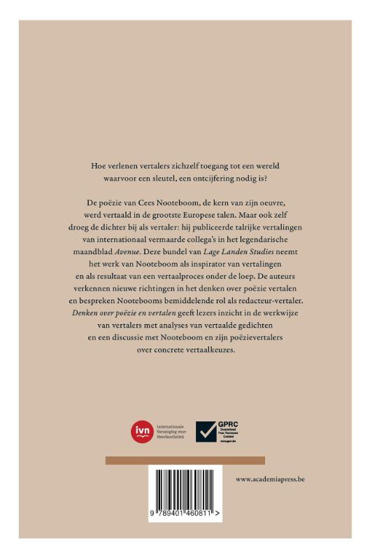 Denken over poëzie en vertalen / Lage Landen Studies / 9 achterkant