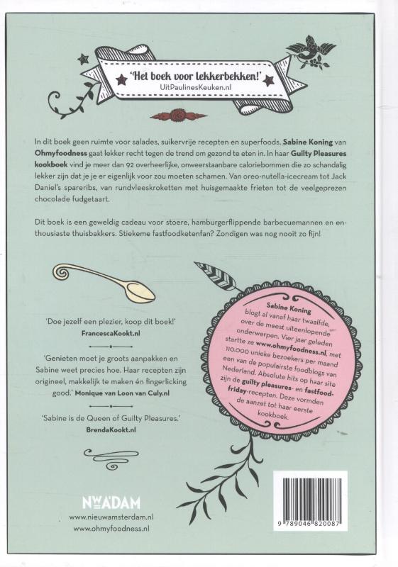 Guilty pleasures kookboek achterkant