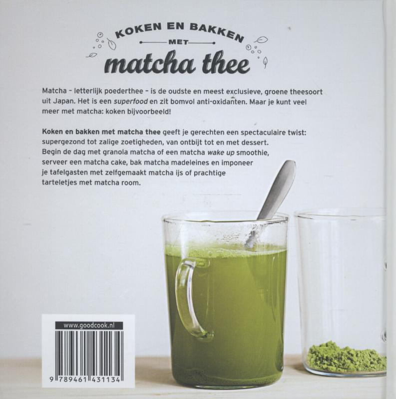 Koken en bakken met matcha thee achterkant