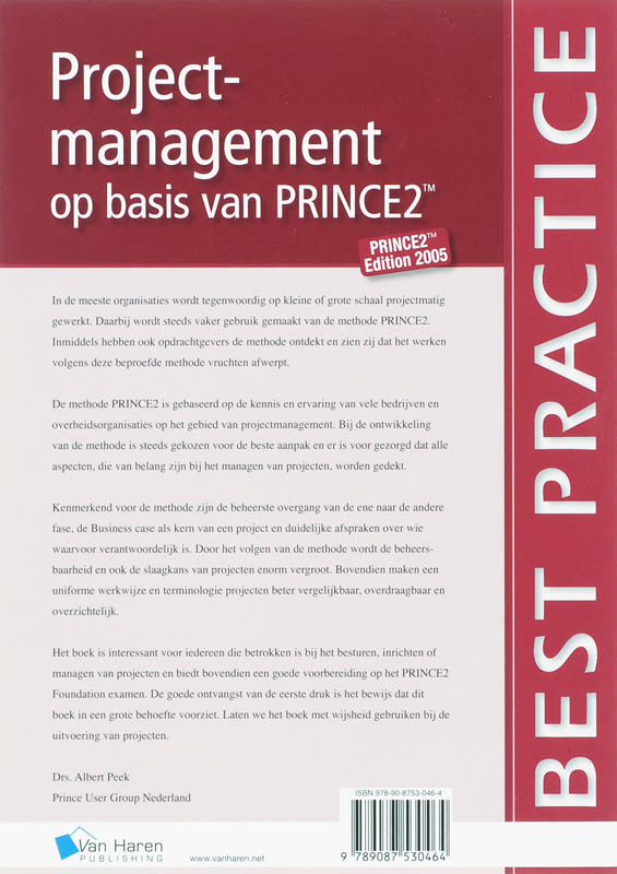 Projectmanagement op basis van PRINCE2 / Best practice achterkant