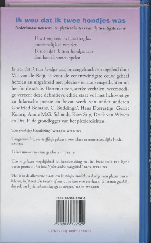 Ik wou dat ik twee hondjes was Ik wou dat ik twee hondjes was achterkant