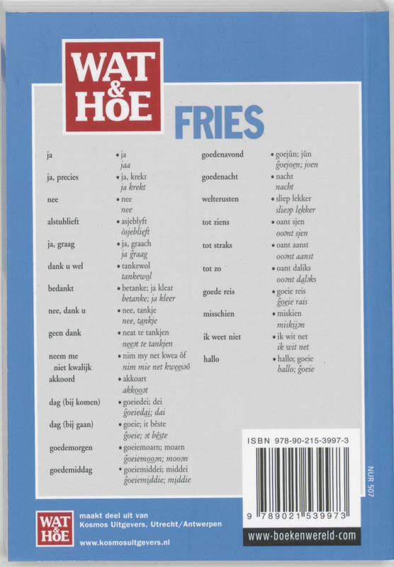 Wat & Hoe taalgids Fries / Wat & Hoe taalgids achterkant
