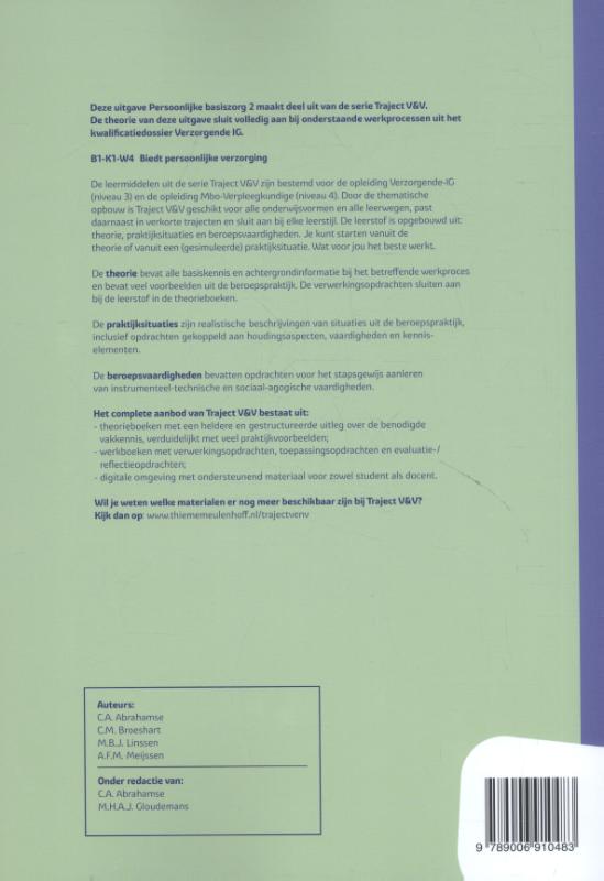 Persoonlijke basiszorg / Werkboek / niveau 3 / Traject V&V Persoonlijke basiszorg / Werkboek / niveau 3 / Traject V&V achterkant