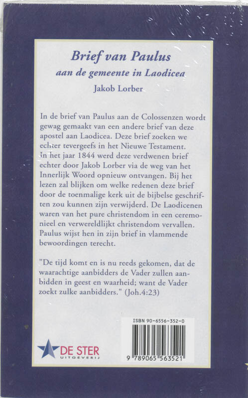 Brief van Paulus aan de gemeente in Laodicea achterkant