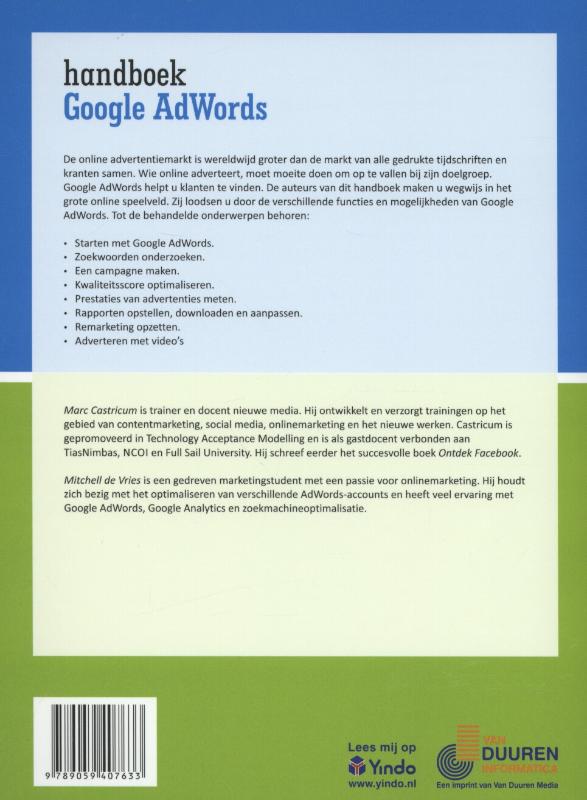 Handboek Google Adwords Handboek Google Adwords achterkant