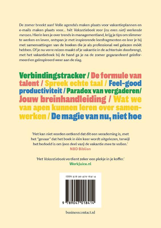 Vakantieboek voor (nu even niet) werkende mensen achterkant