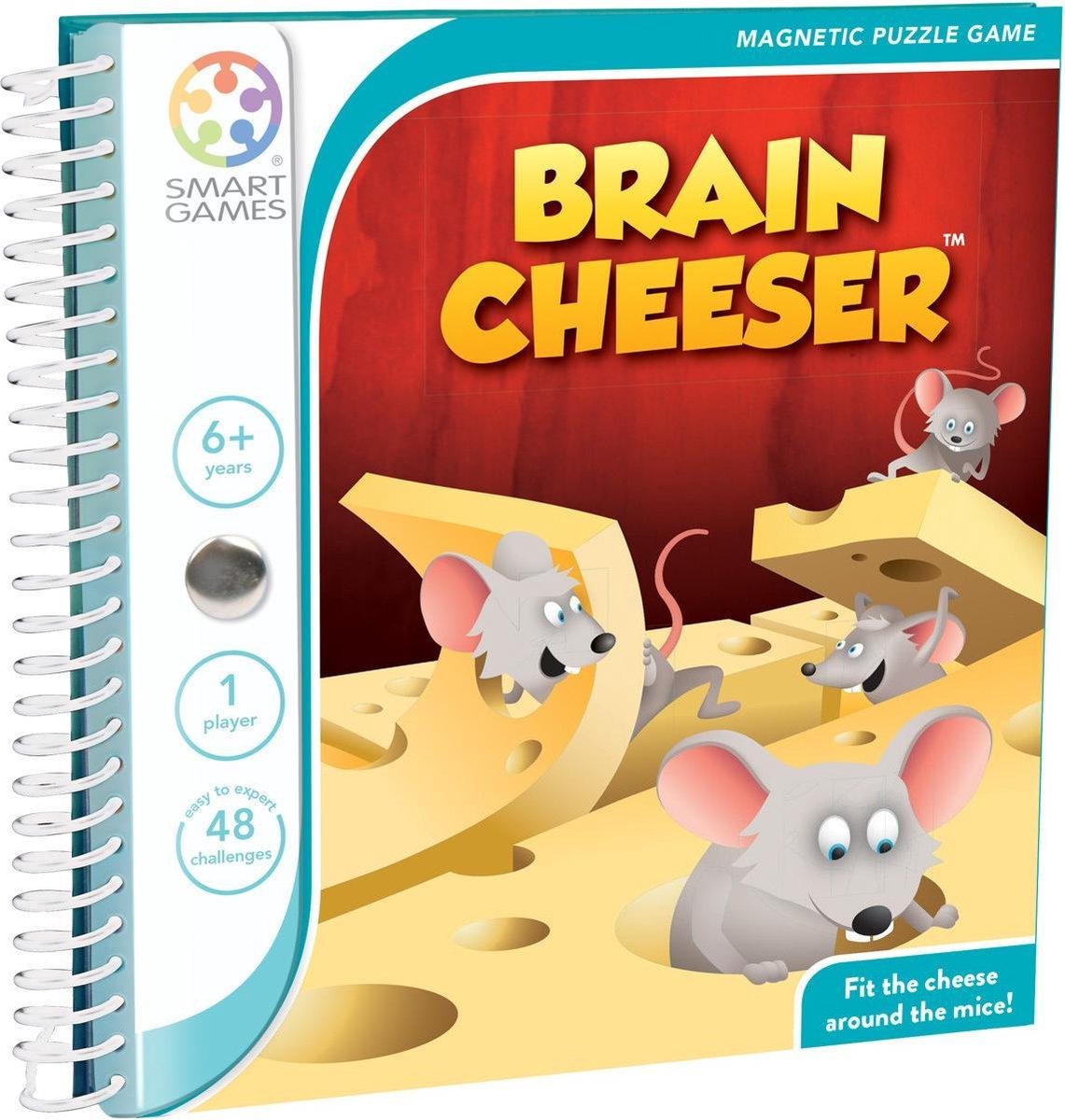 SmartGames - BrainCheeser - magnetisch reisspel - 48 opdrachten - Brainteaser