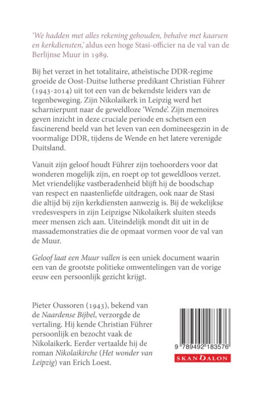 Geloof laat een muur vallen achterkant