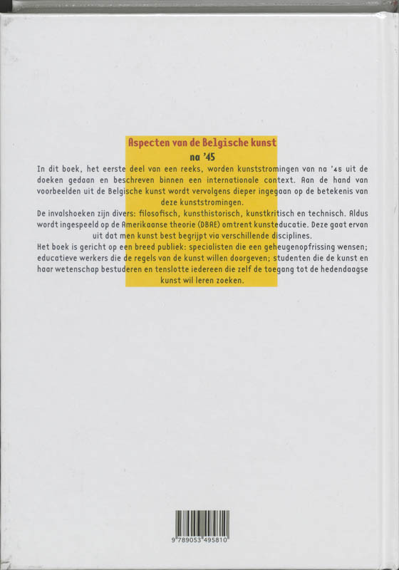 Aspecten Van De Belgische Kunst Na 45 achterkant