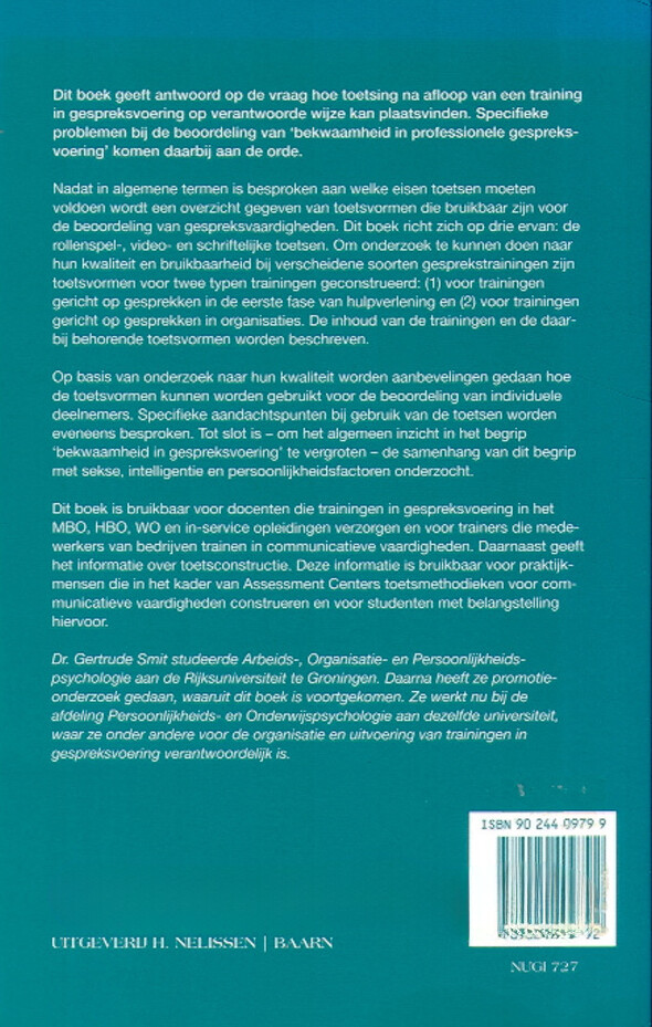BEOORDELING VAN PROFESSIONELE GESPREKSVA achterkant