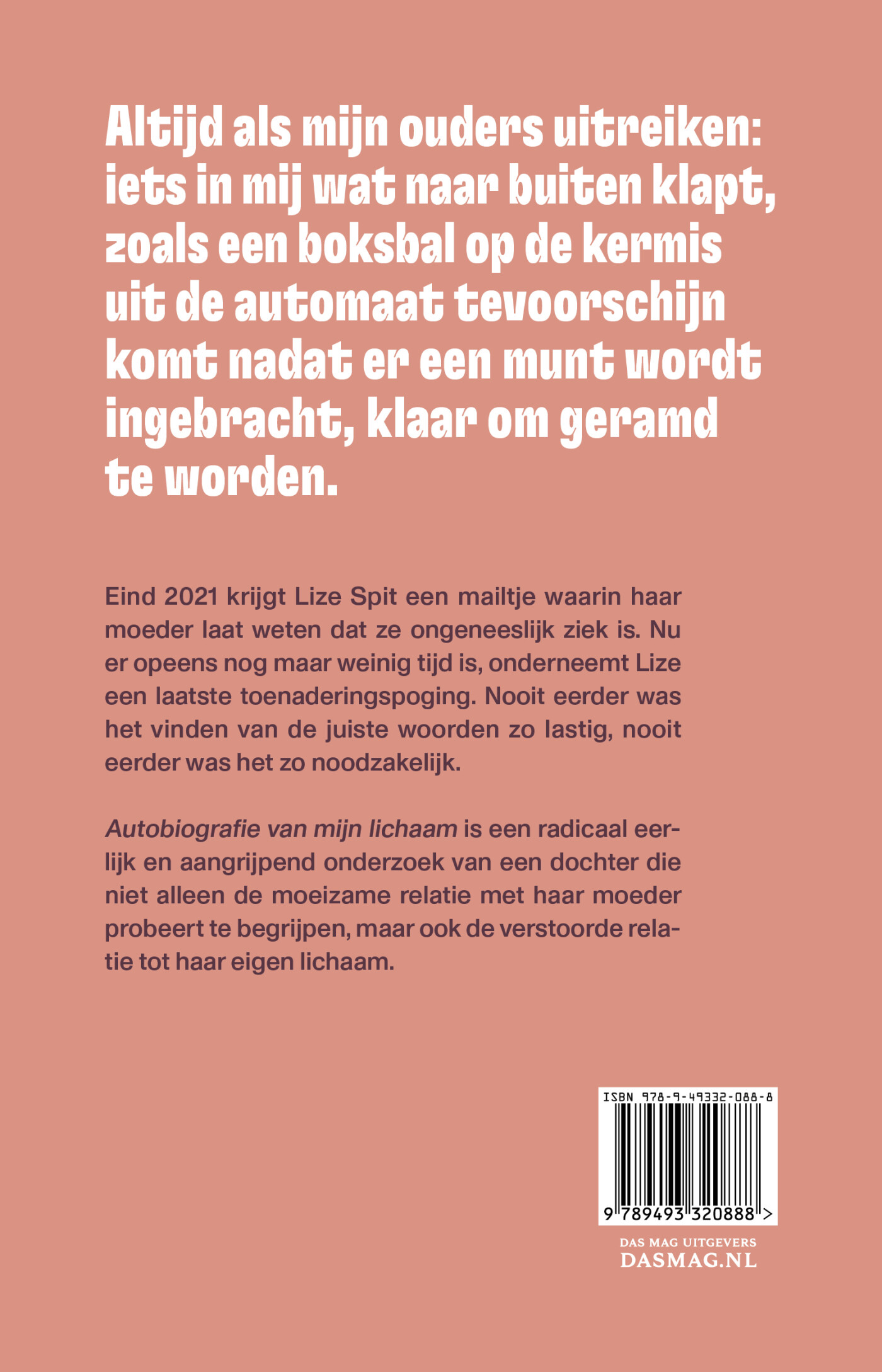 Autobiografie van mijn lichaam achterkant