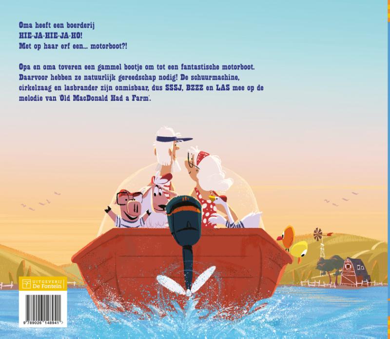 Oma bouwt een motorboot achterkant