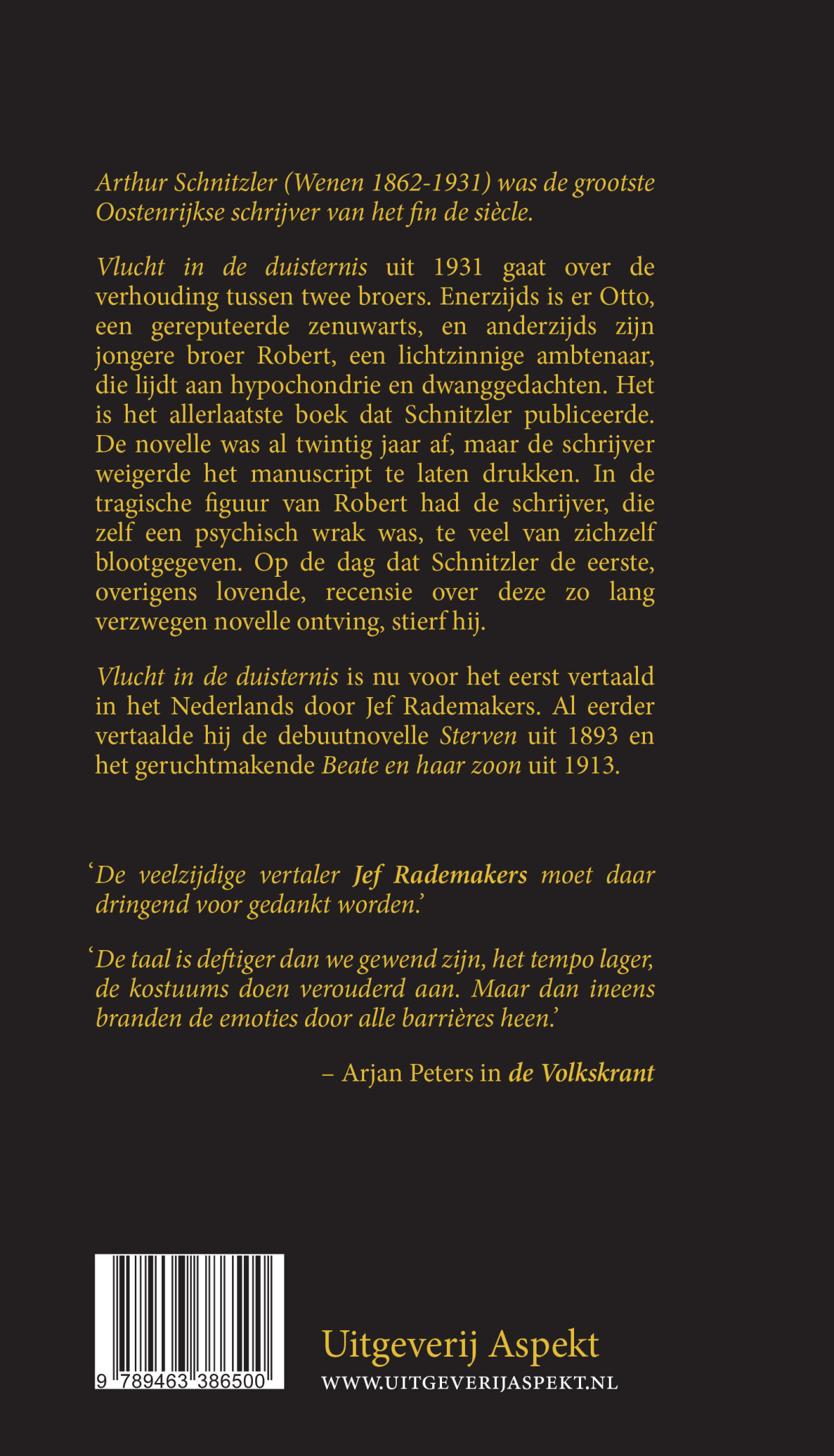 Vlucht in de duisternis achterkant