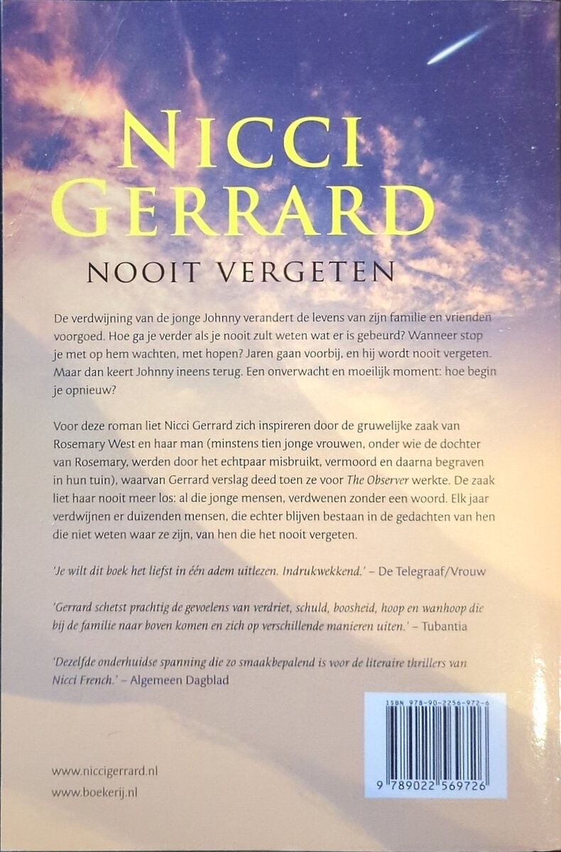 Nooit vergeten achterkant