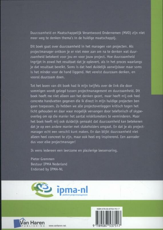 Duurzaam projectmanagement achterkant