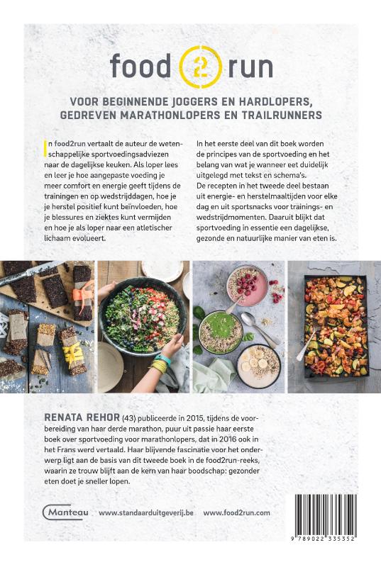 Food2run voor beginnende joggers en hardlopers, gedreven marathonlopers en trailrunners achterkant