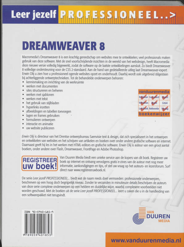 Leer jezelf professioneel ... Dreamweaver 8 achterkant