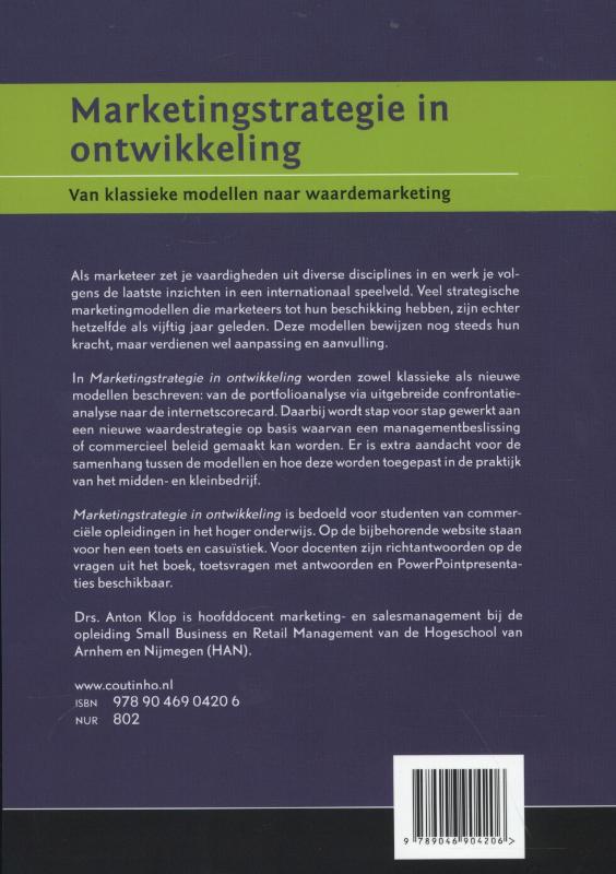 Marketingstrategie in ontwikkeling achterkant