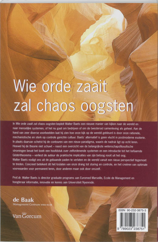 Wie orde zaait zal chaos oogsten Wie orde zaait zal chaos oogsten achterkant