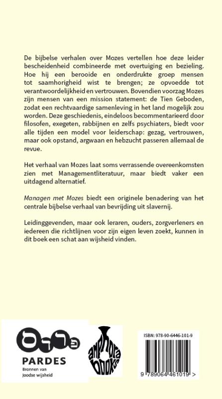 Managen met Mozes achterkant