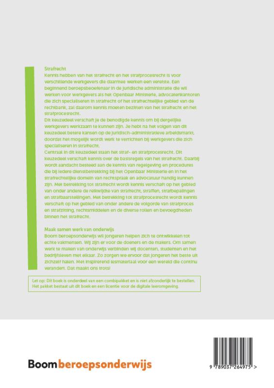 Keuzedeel Strafrecht | combipakket / Keuzedelen achterkant