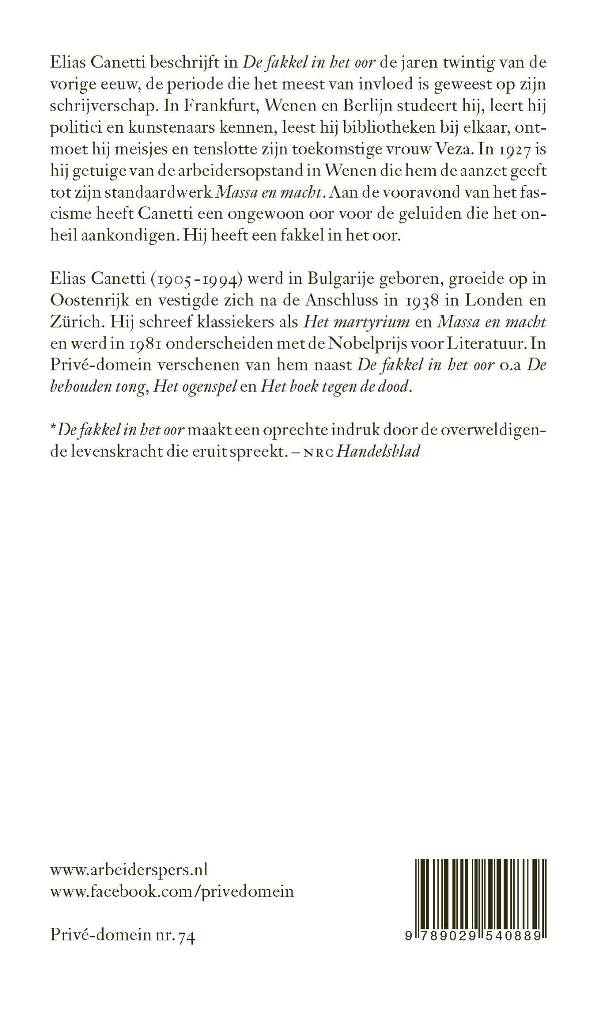 De fakkel in het oor / Prive-domein / 74 achterkant