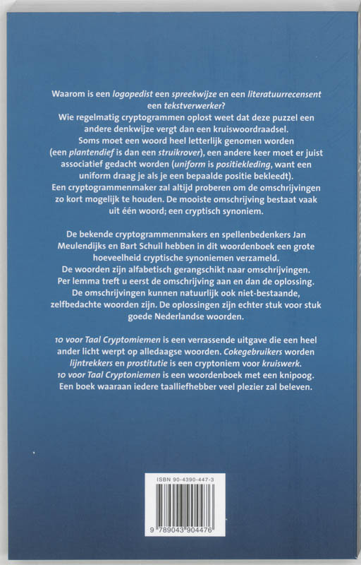 10 Voor Taal Cryptoniemen 10 Voor Taal Cryptoniemen achterkant