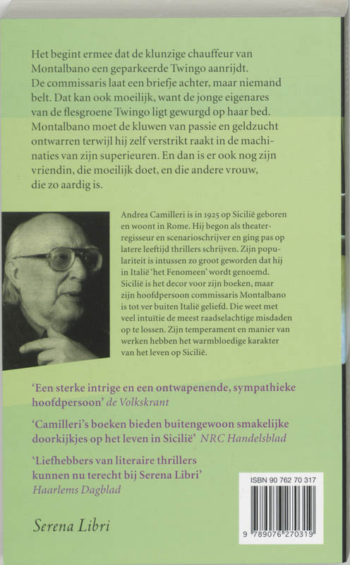 De stem van de viool / Montalbano thriller achterkant
