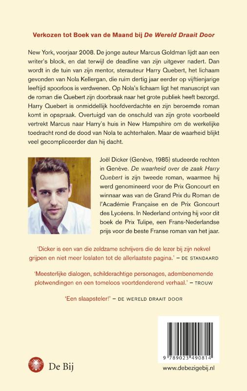 De waarheid over de zaak Harry Quebert / Marcus Goldman series / 1 De waarheid over de zaak Harry Quebert / Marcus Goldman series / 1 achterkant