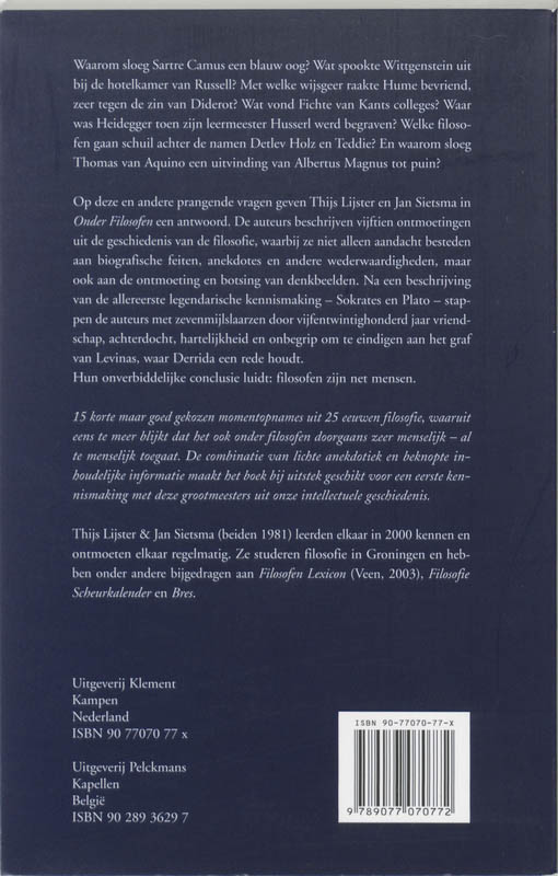 Onder filosofen Onder filosofen achterkant