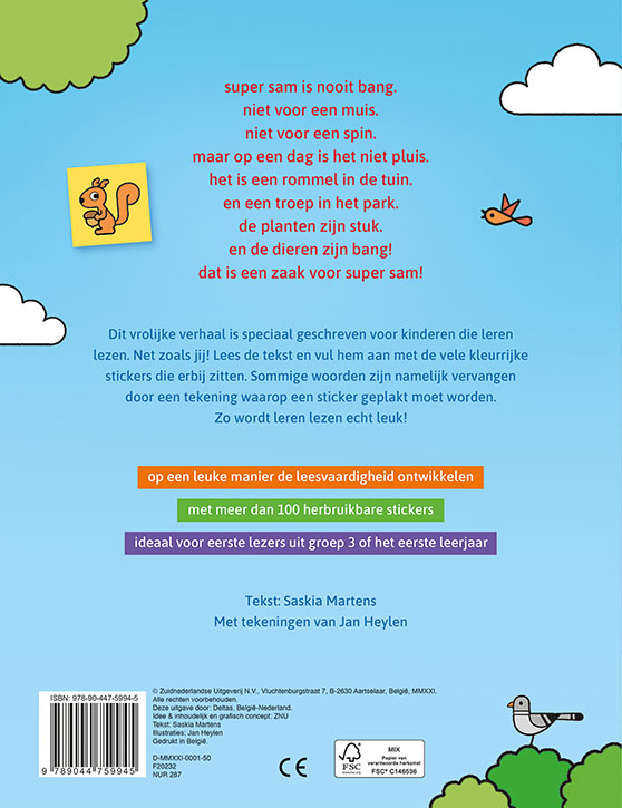 Super Sam en de dino / Ik leer lezen stickerboek achterkant