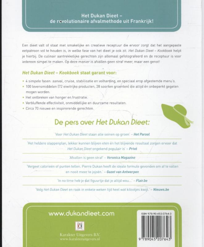 Het Dukan dieet kookboek achterkant