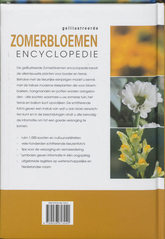 Geillustreerde zomerbloemen encyclopedie achterkant