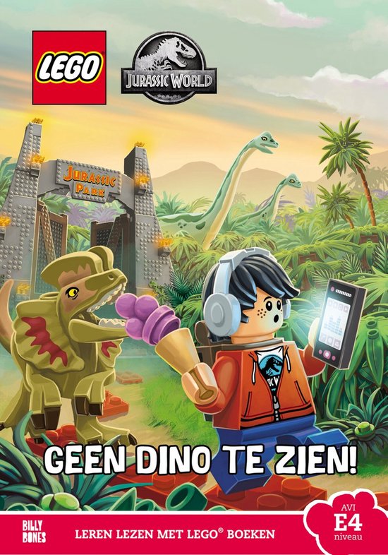 Lego - AVI E4 leesboek - Geen dino te zien! Jurassic world - leren lezen met lego boeken - softcover - Billy Bones
