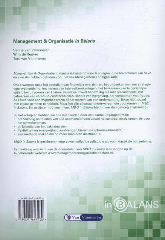 Management en Organisatie / Havo / Antwoordenboek 1 / In Balans Management en Organisatie / Havo / Antwoordenboek 1 / In Balans achterkant