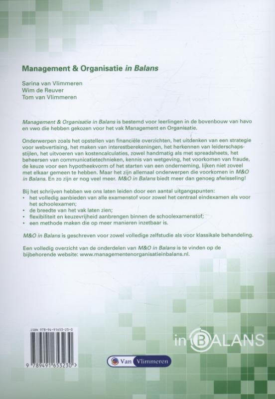 Management en Organisatie / Havo / Antwoordenboek 1 / In Balans achterkant