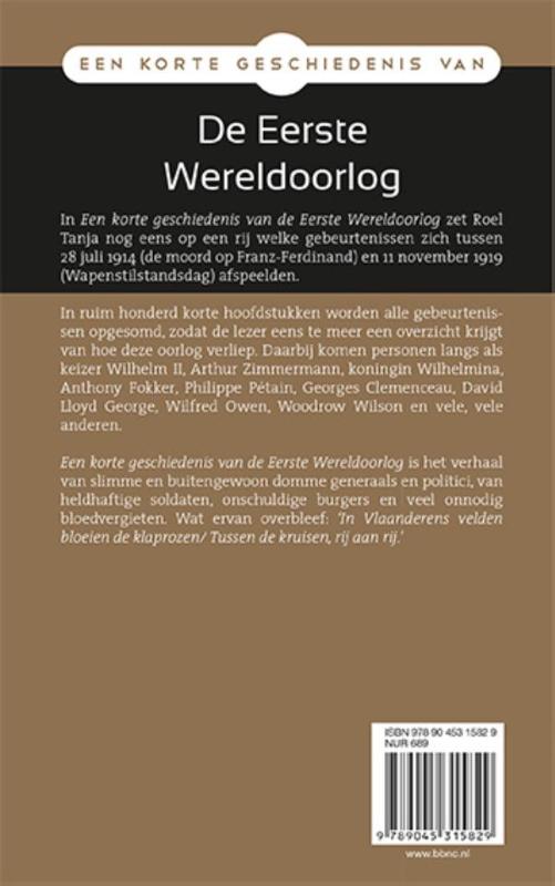 Een korte geschiedenis van de Eerste Wereldoorlog achterkant