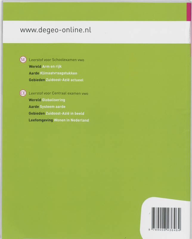 DeGeo / Aarde Klimaatvraagstukken VWO / leeropdrachtenboek / De Geo achterkant