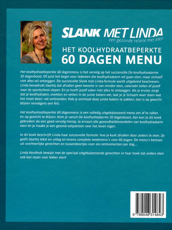 Het koolhydraatarme 60 dagen menu Het koolhydraatarme 60 dagen menu achterkant
