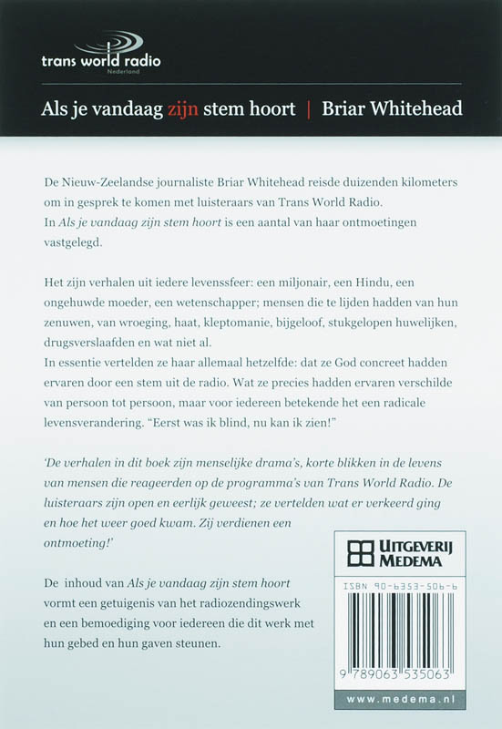 ALS JE VANDAAG ZIJN STEM HOORT achterkant