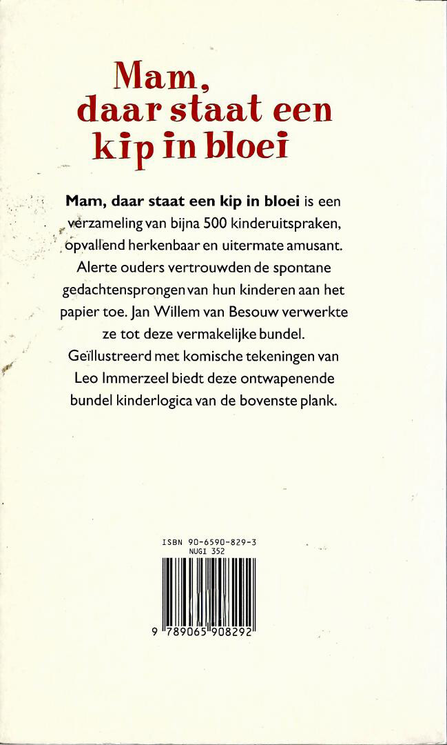 MAM,DAAR STAAT KIP IN BLOEI achterkant