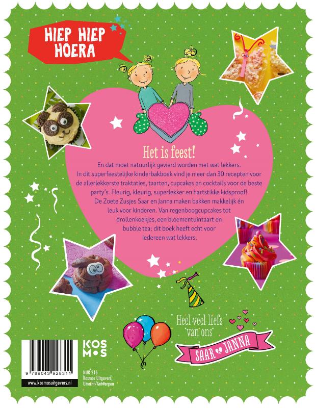 Feest met de Zoete Zusjes bakboek met meer dan 30 recepten / De Zoete Zusjes achterkant