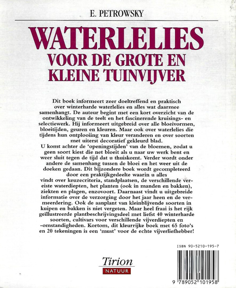 WATERLELIES VOOR DE GROTE EN KLEINE TUINVIJVER / Bloemen en planten achterkant