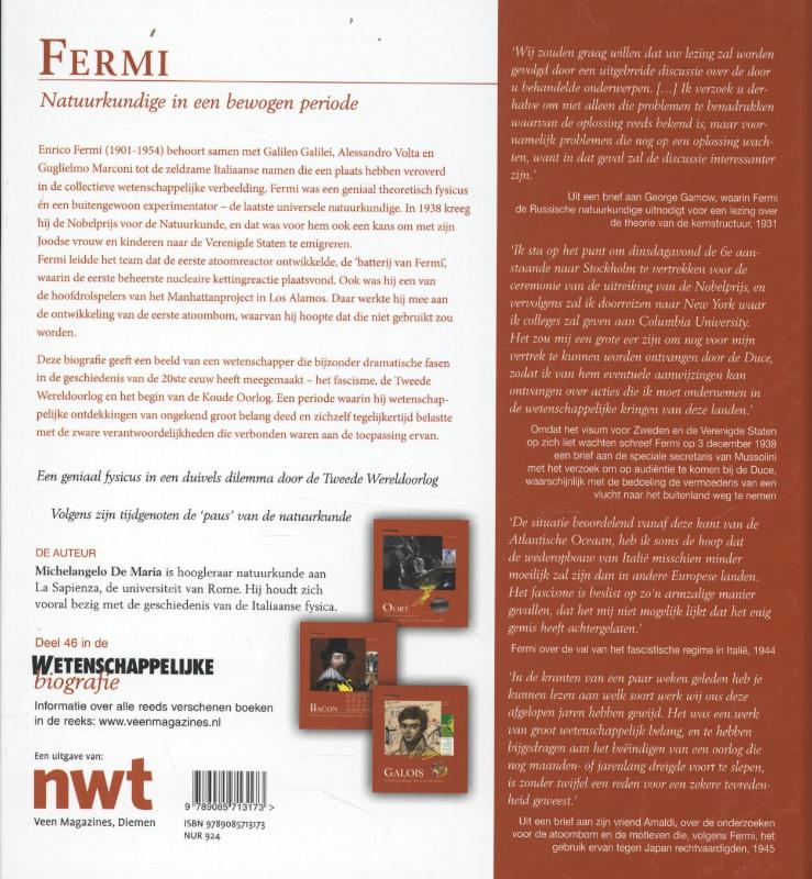 Wetenschappelijke biografie - Fermi achterkant