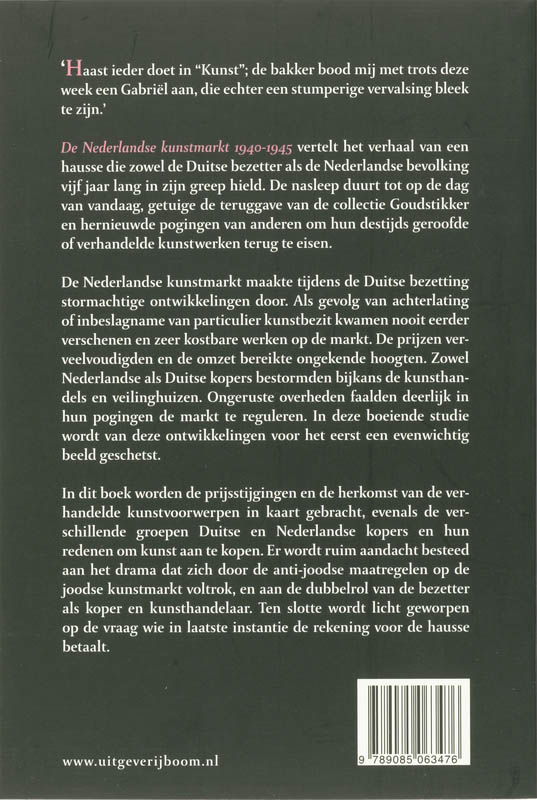 De Nederlandse kunstmarkt 1940-1945 achterkant