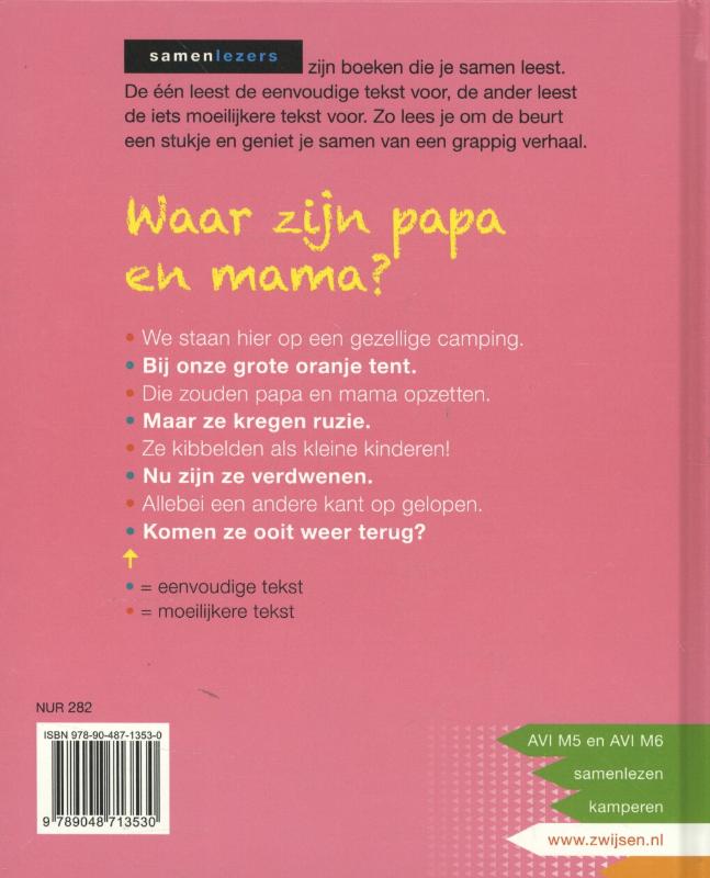 Waar zijn papa en mama? / Samenlezers achterkant