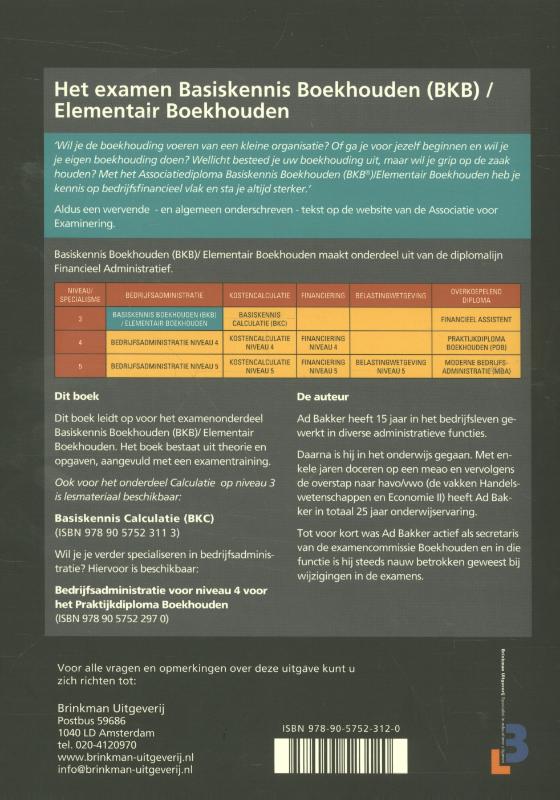 Basiskennis Boekhouden/Elementair Boekhouden (BKB/EB) achterkant