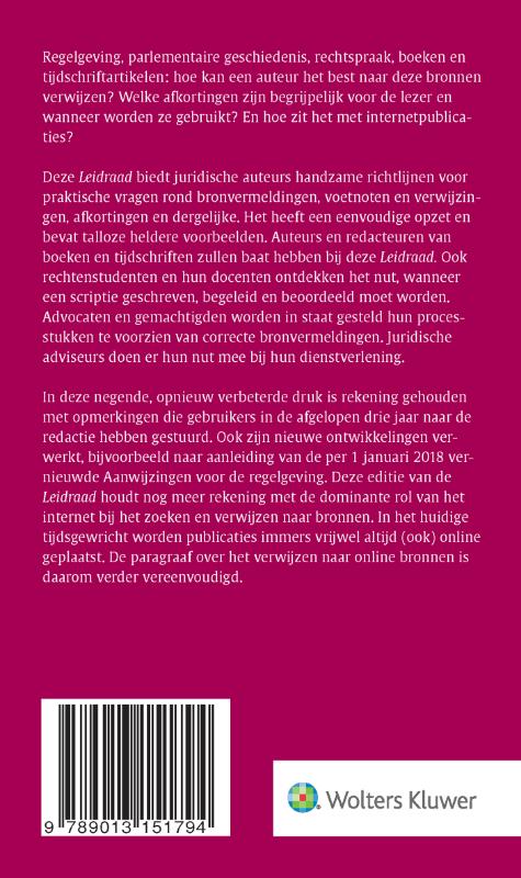 Leidraad voor juridische auteurs Leidraad voor juridische auteurs achterkant