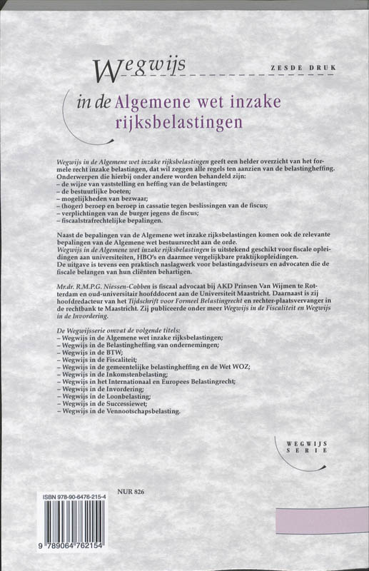 Wegwijs in de Algemene wet inzake rijksbelastingen / Wegwijsserie achterkant